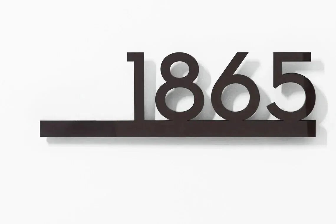 Custom modern floating house number plaque in sleek black with raised design and Hamptons coastal style