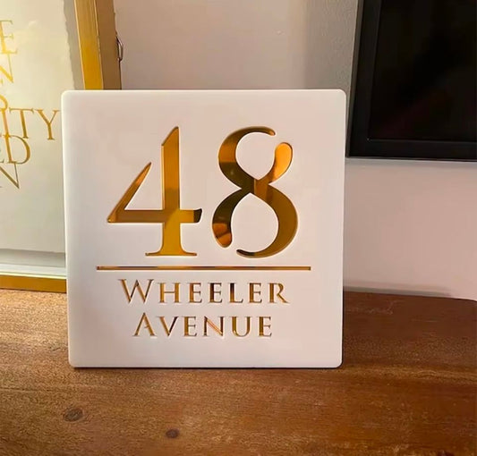 White Square Acrylic Address Sign