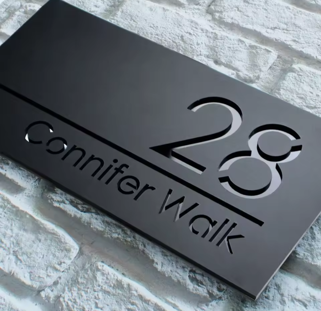 Black Acrylic Address Sign