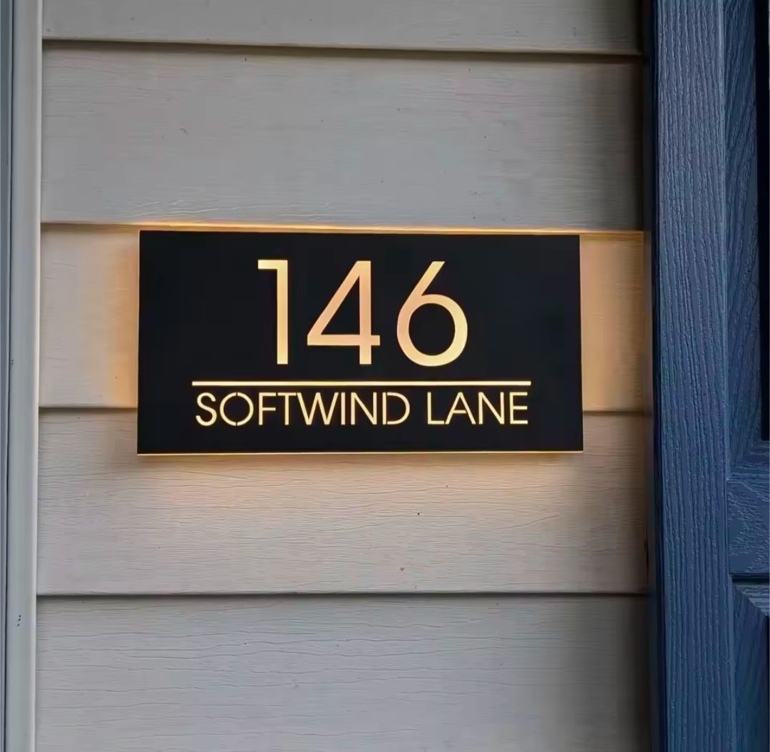 LED Custom address sign - Acrylic light up house numbers and address ...
