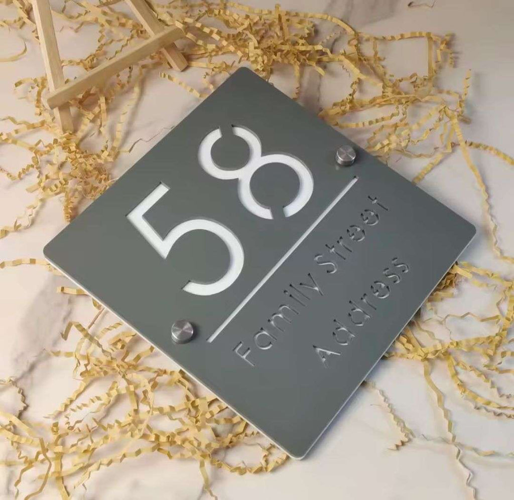 Grey Acrylic Address Sign