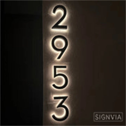 Led Acrylic light up modern house numbers large medium and small.