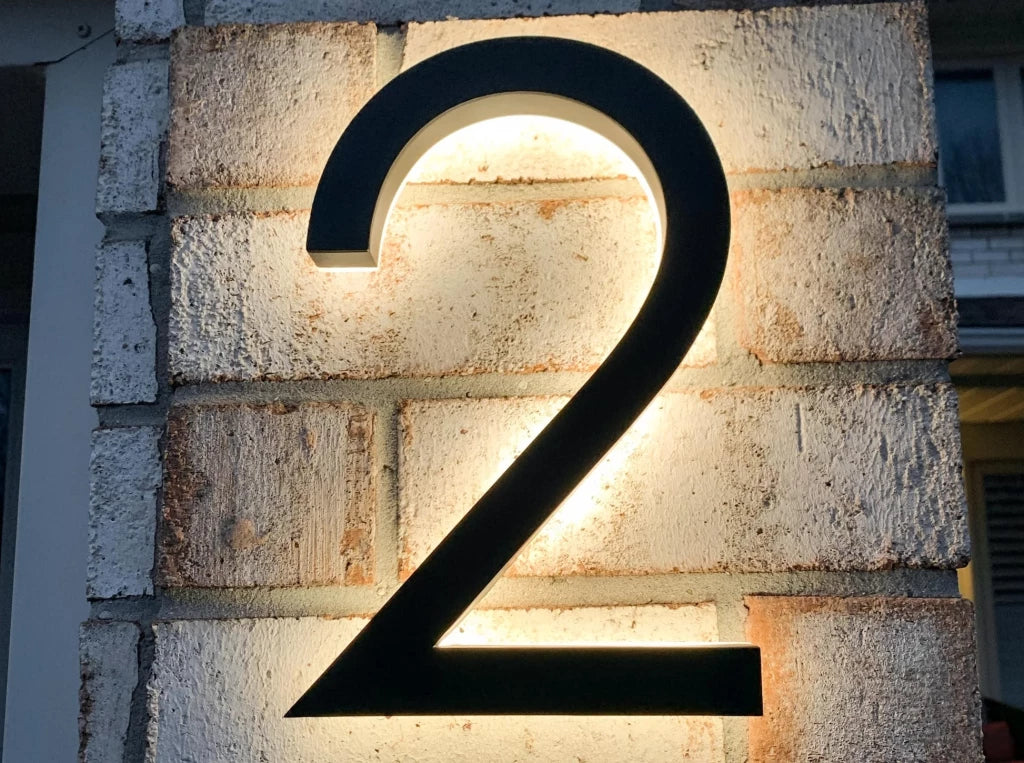 Led Acrylic light up modern house numbers large medium and small.