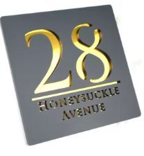 Grey Square Acrylic Address Sign