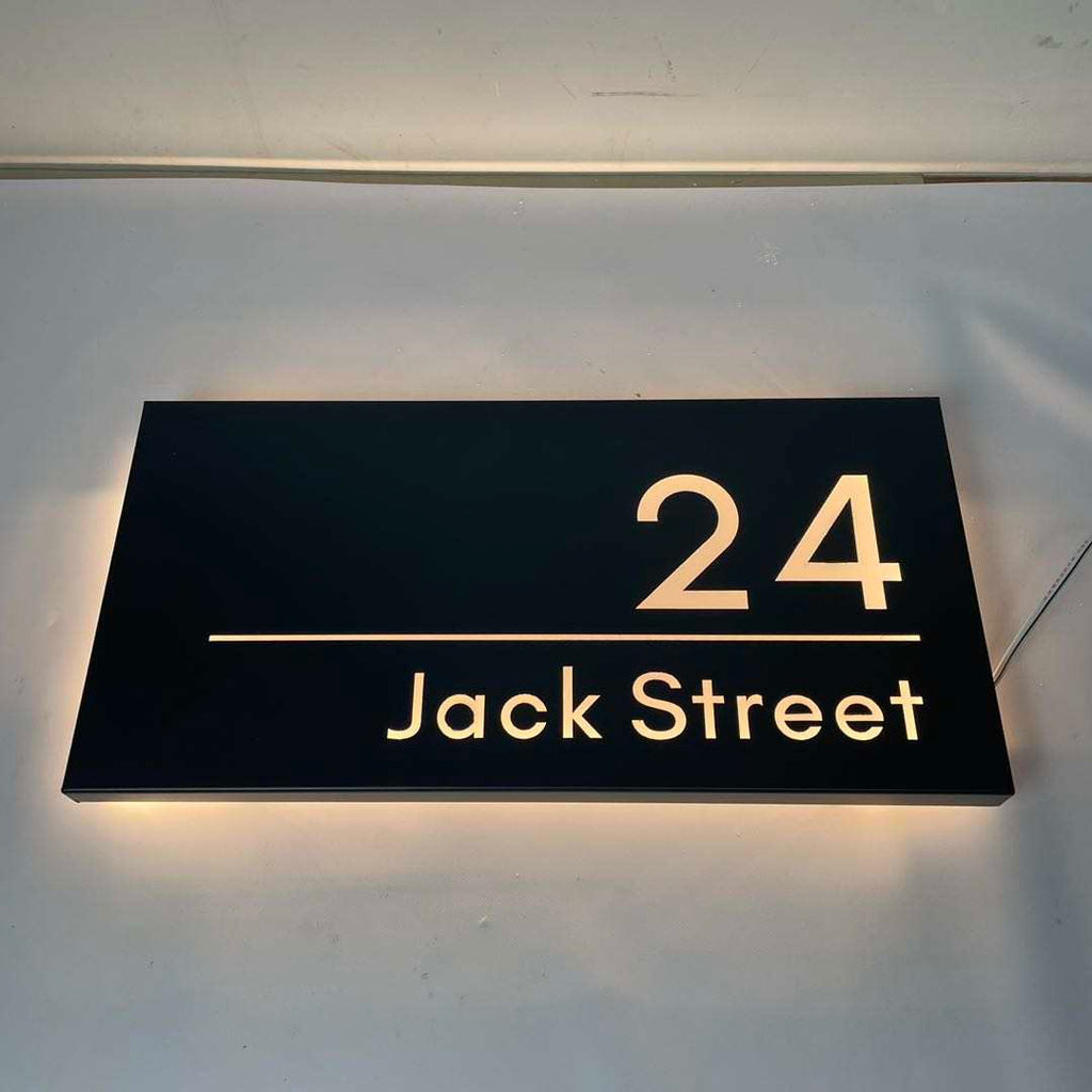 Acrylic Custom LED light up House Letterbox Address Sign - Rectangle