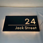Acrylic Custom LED light up House Letterbox Address Sign - Rectangle