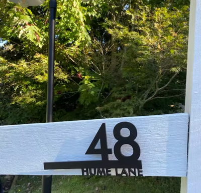 48 Hume Lane acrylic sign custom address laser cut sign