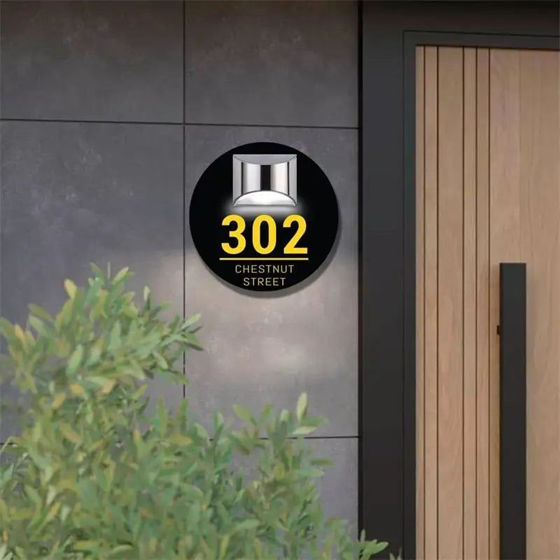Customised House Sign Solar LED Light Modern Residential Address Sign ...