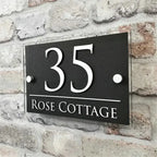 Taupe modern custom address plaque floating sign.
