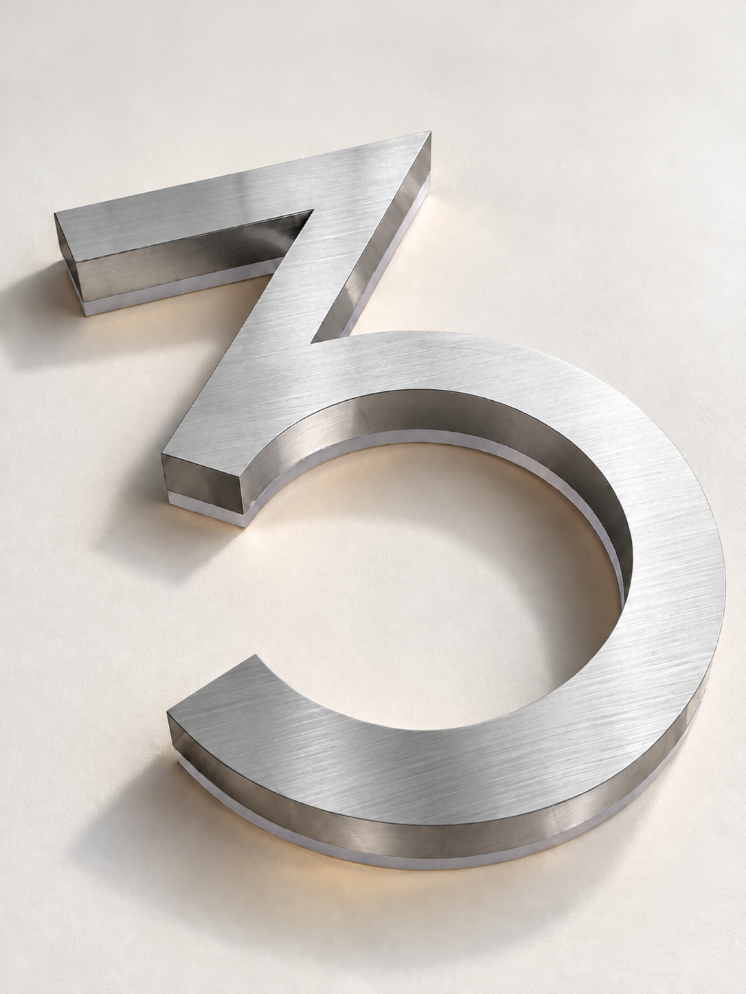 Brushed Stainless Steel Silver LED house numbers