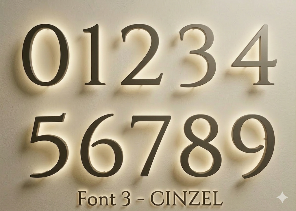 Brushed Stainless Steel Silver LED house numbers