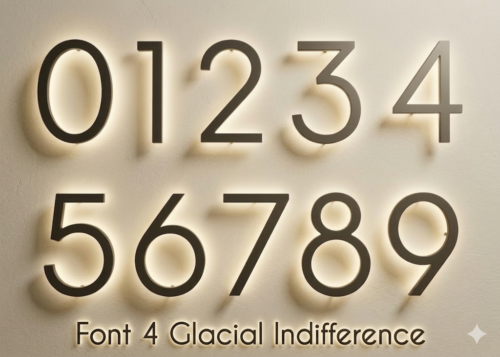 Brushed Stainless Steel Silver LED house numbers