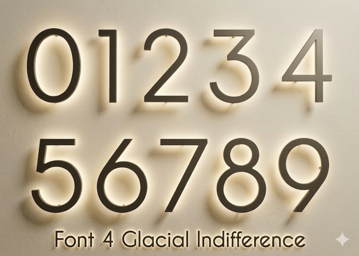 Brushed Stainless Steel Silver LED house numbers