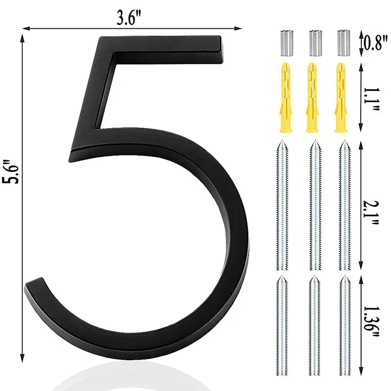 142mm Floating medium Black House Numbers.