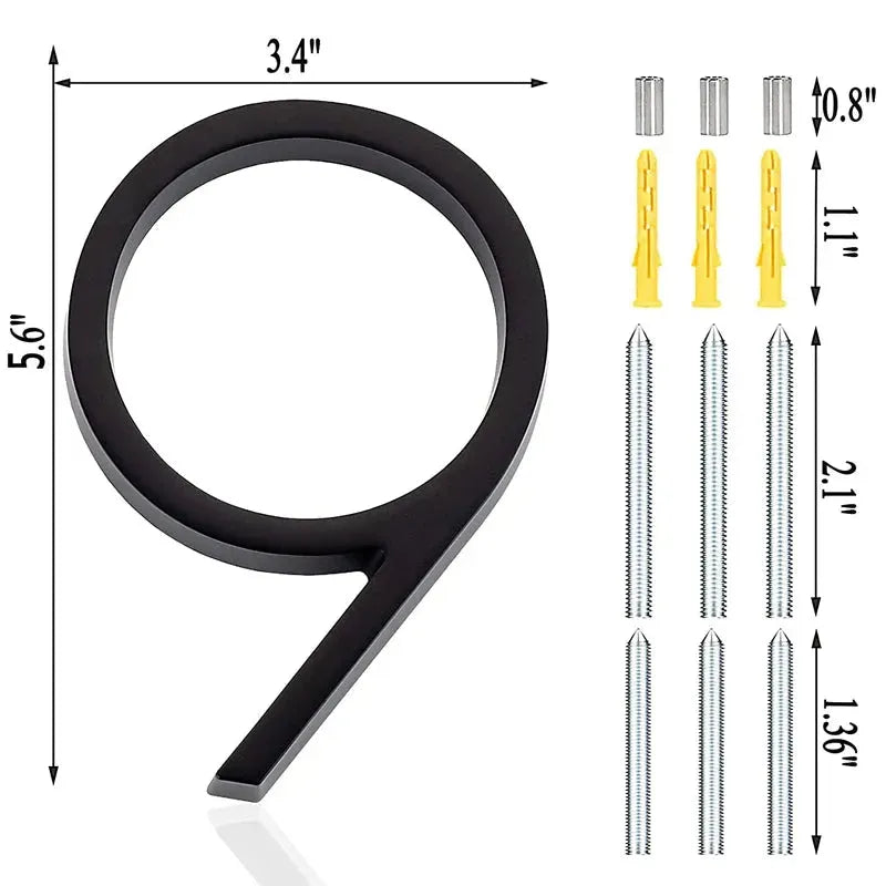 142mm Floating medium Black House Numbers.