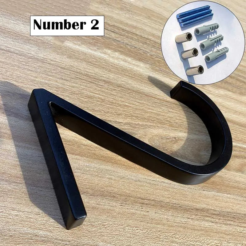 125mm Floating modern small Black House Numbers.