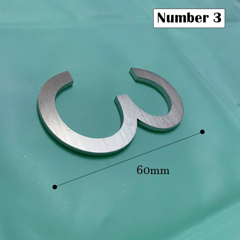 60mm Stainless Steel Self Adhesive House Number.
