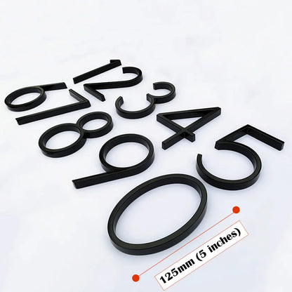 125mm Floating modern small Black House Numbers.