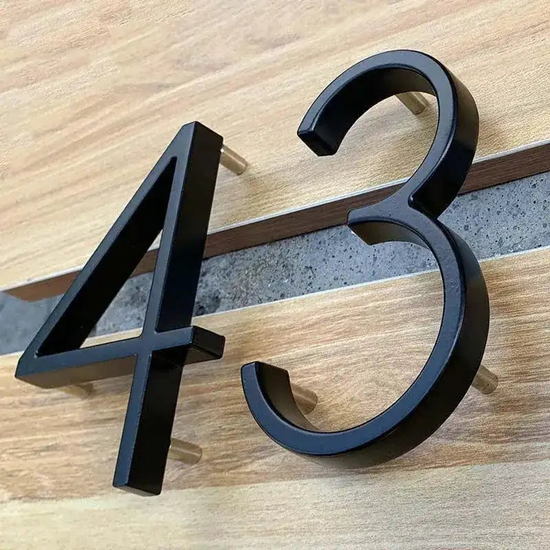 125mm Floating modern small Black House Numbers.