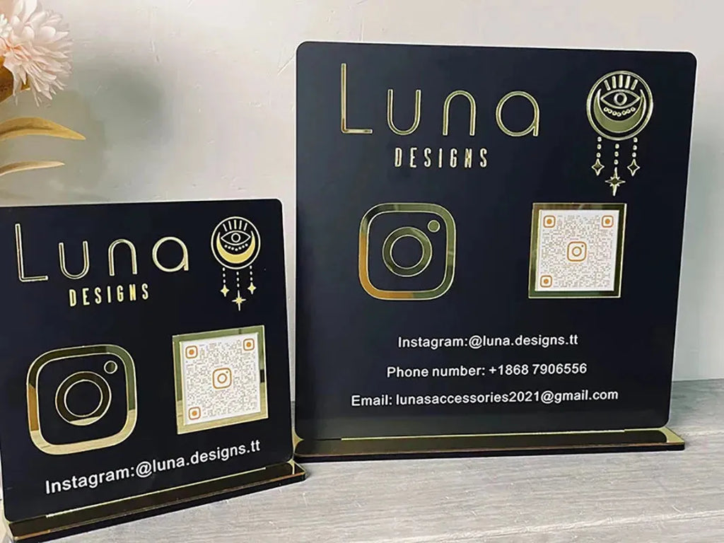 QR Business Social Acrylic Sign - Square.