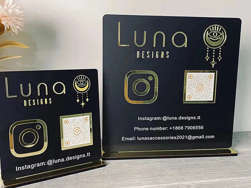 QR Business Social Acrylic Sign - Square.