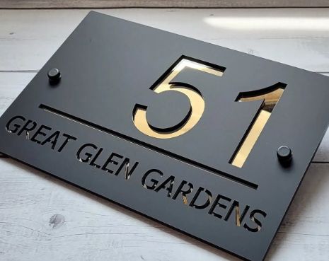 Black Acrylic Address on 2 Stand-offs Sign