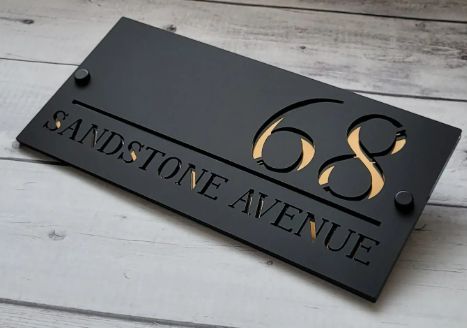 Black Acrylic Address on 2 Stand-offs Sign