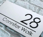 White Acrylic and Black Font Custom Address Sign