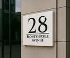 White Acrylic and Black Font Custom Address Sign