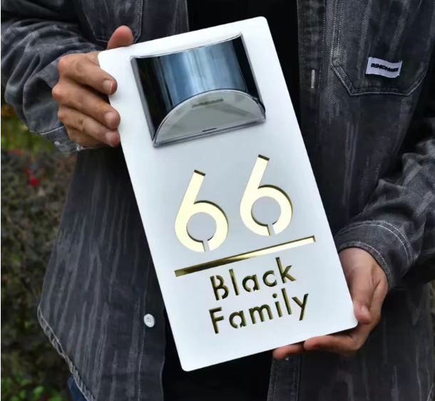 Rectangle Solar Custom Acrylic House/Letterbox Sign