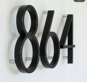 125mm Floating modern small Black House Numbers.