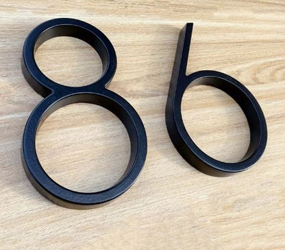 125mm Floating modern small Black House Numbers.