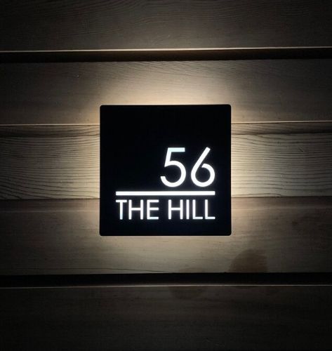 Cool White LED Custom House Number Sign - Square