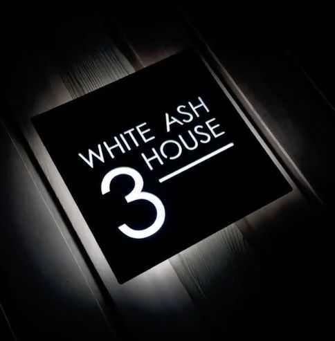 Cool White LED Custom House Number Sign - Square