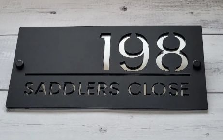 Black Acrylic Address on 2 Stand-offs Sign