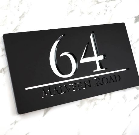 Black Acrylic Address Sign