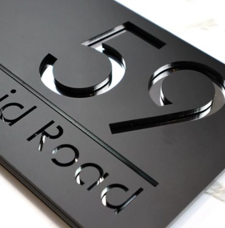 Black Acrylic Address Sign