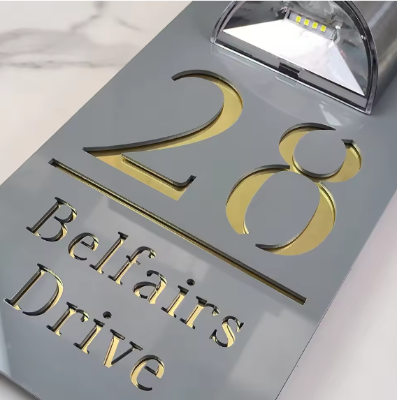 Rectangle Custom Solar Address Sign