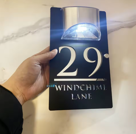 Rectangle Custom Solar Address Sign