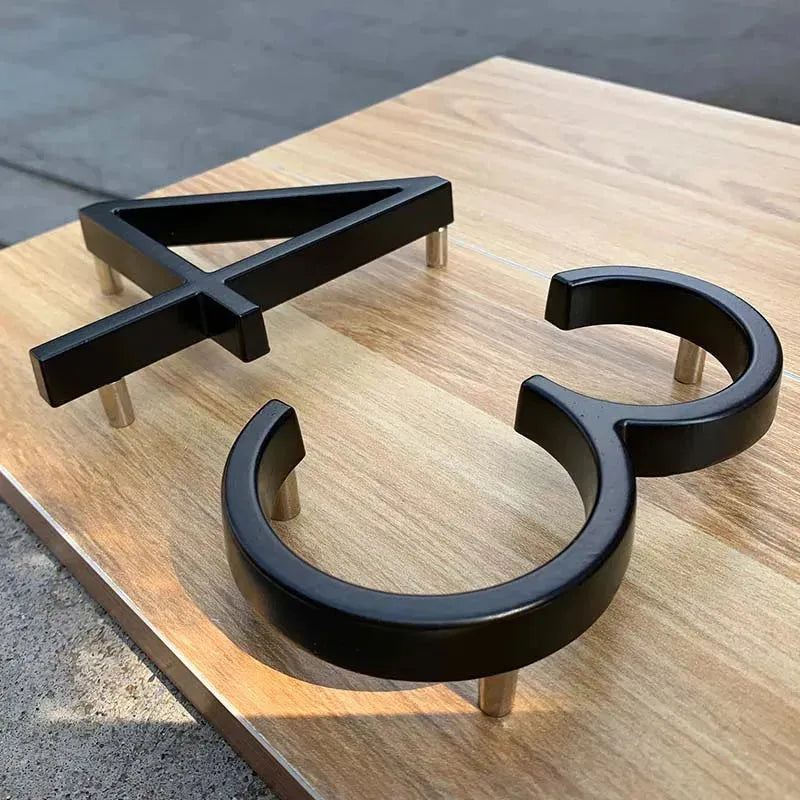 125mm Floating modern small Black House Numbers.