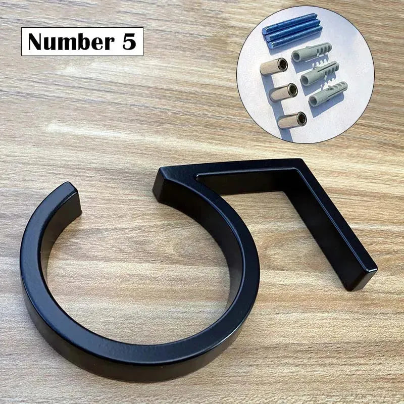 125mm Floating modern small Black House Numbers.