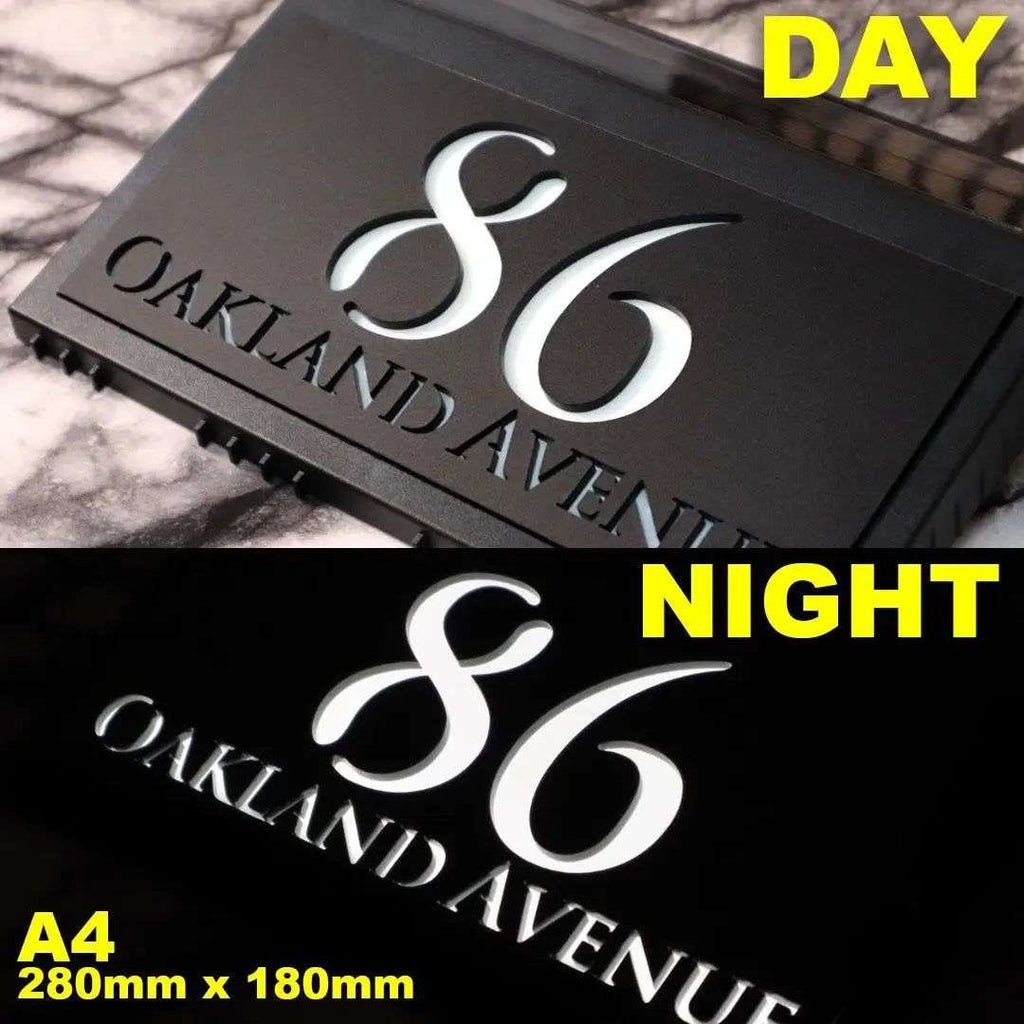 Custom Address Sign Solar LED Light Modern Residential Address Sign 3D ...