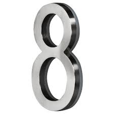 Brushed Stainless Steel Silver LED house numbers