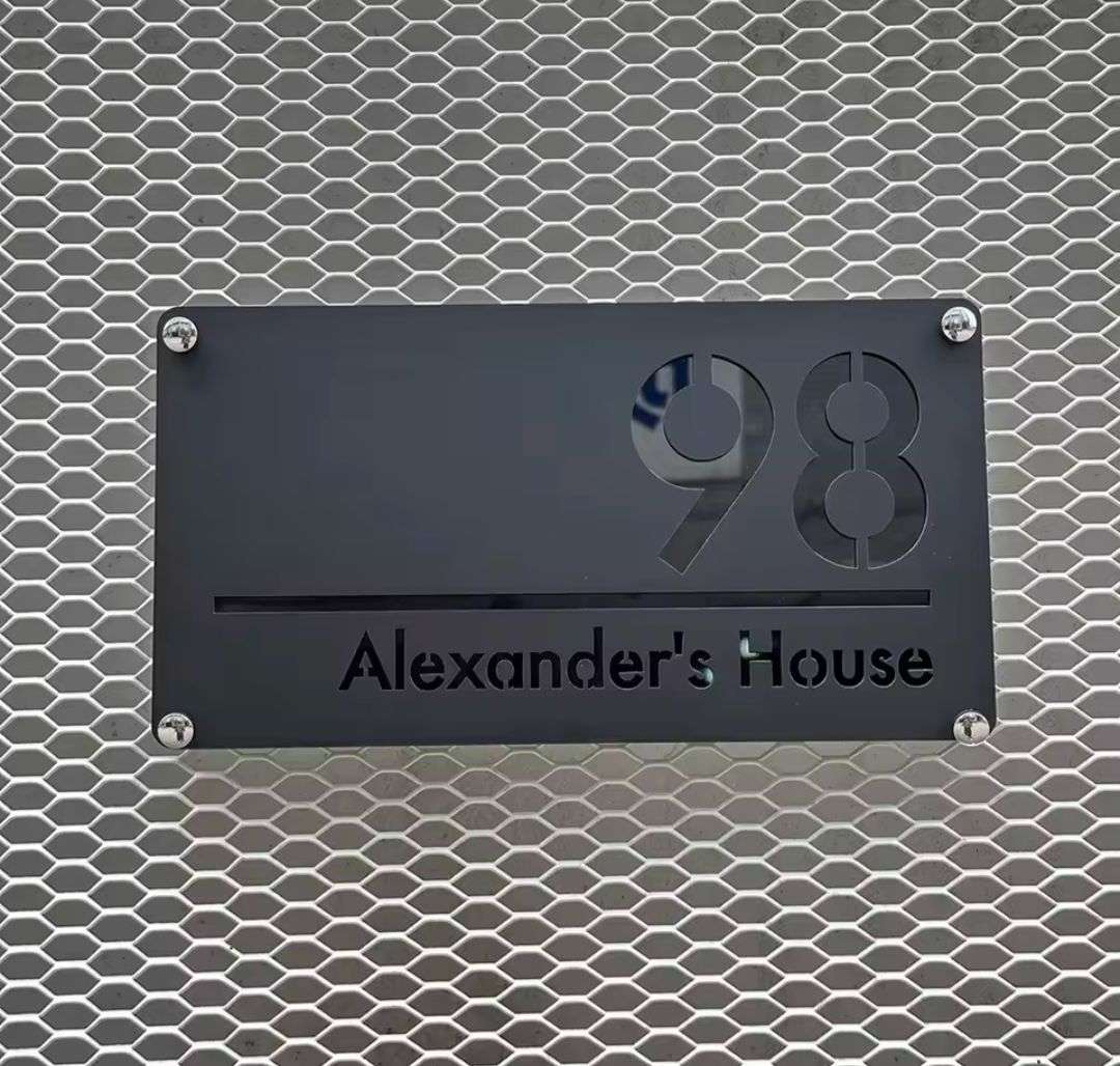 Black Acrylic Address Sign
