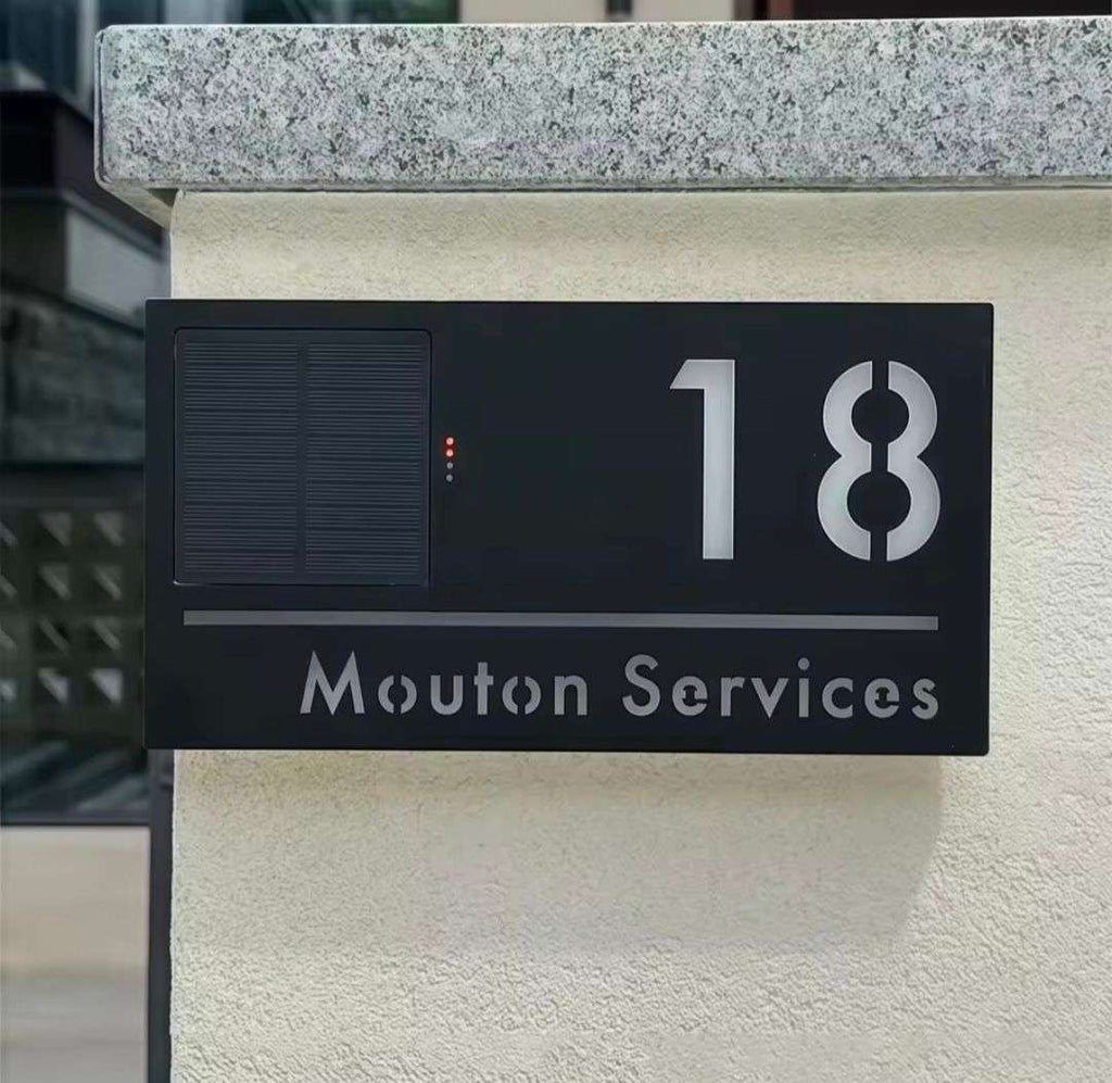 Custom Solar Sign Custom Address Sign Solar LED Light Modern Residential Address Sign 3D ...