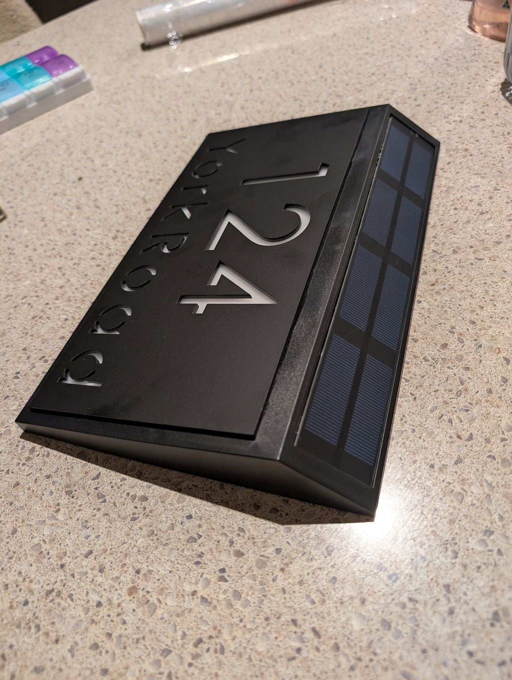 Custom Address Sign Solar LED Light Modern Residential Address Sign 3D ...