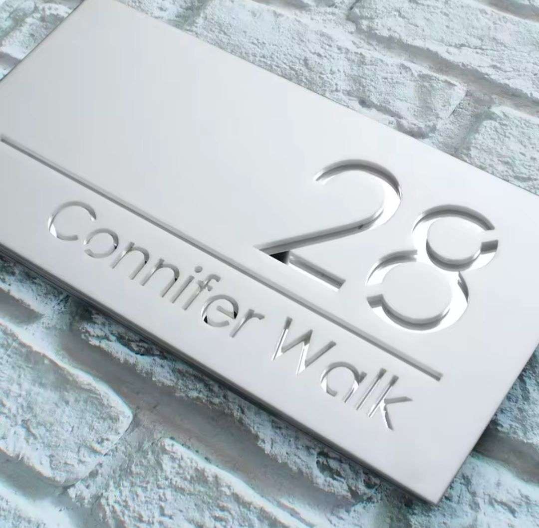 White Acrylic Address Sign