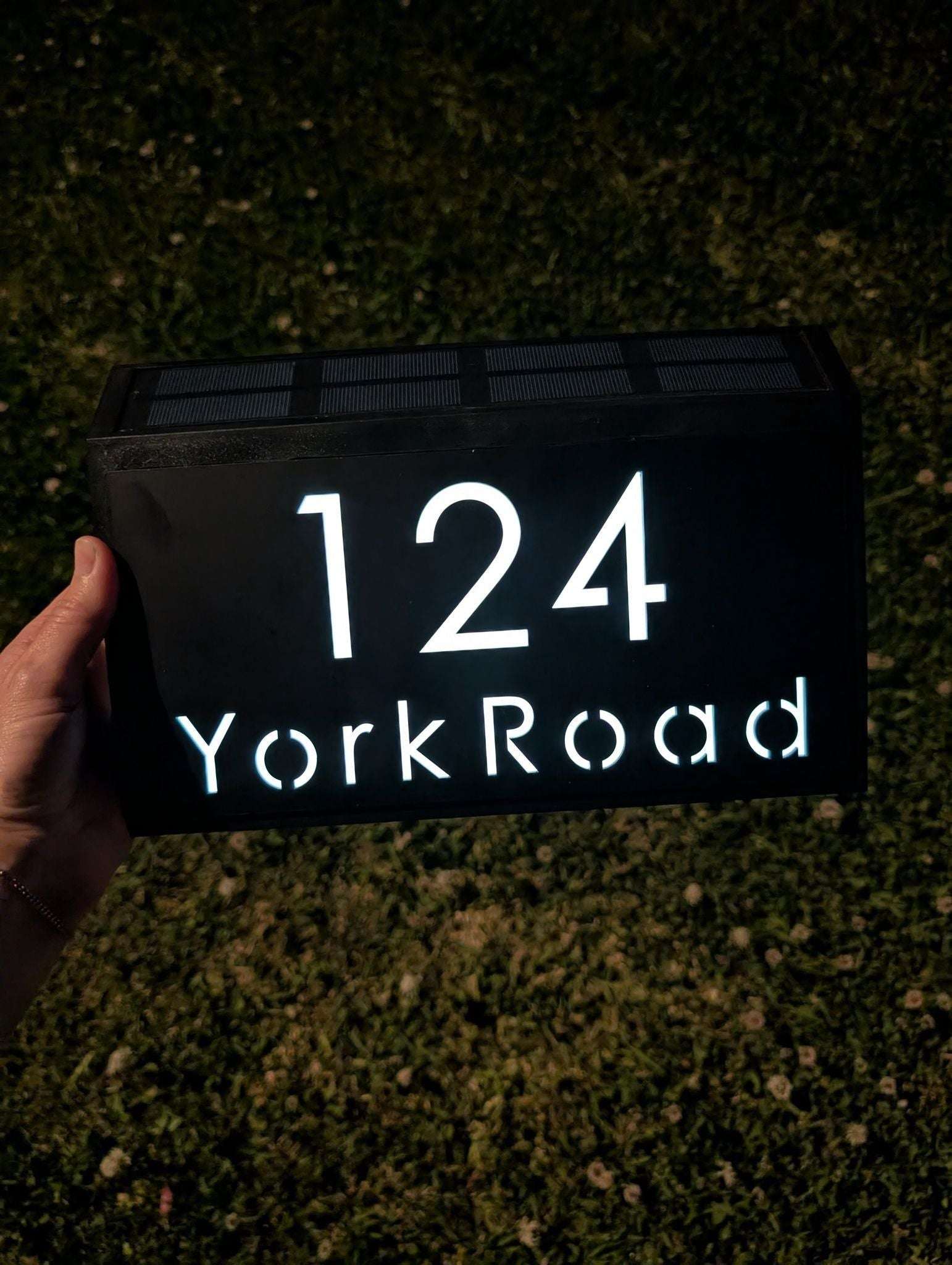 Custom Address Sign Solar LED Light Modern Residential Address Sign 3D ...