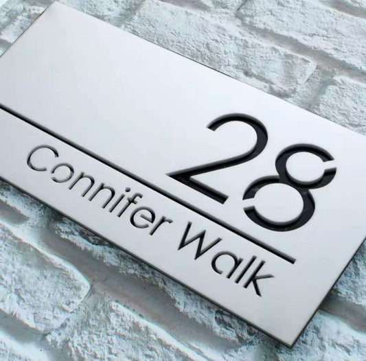 White Acrylic Address Sign