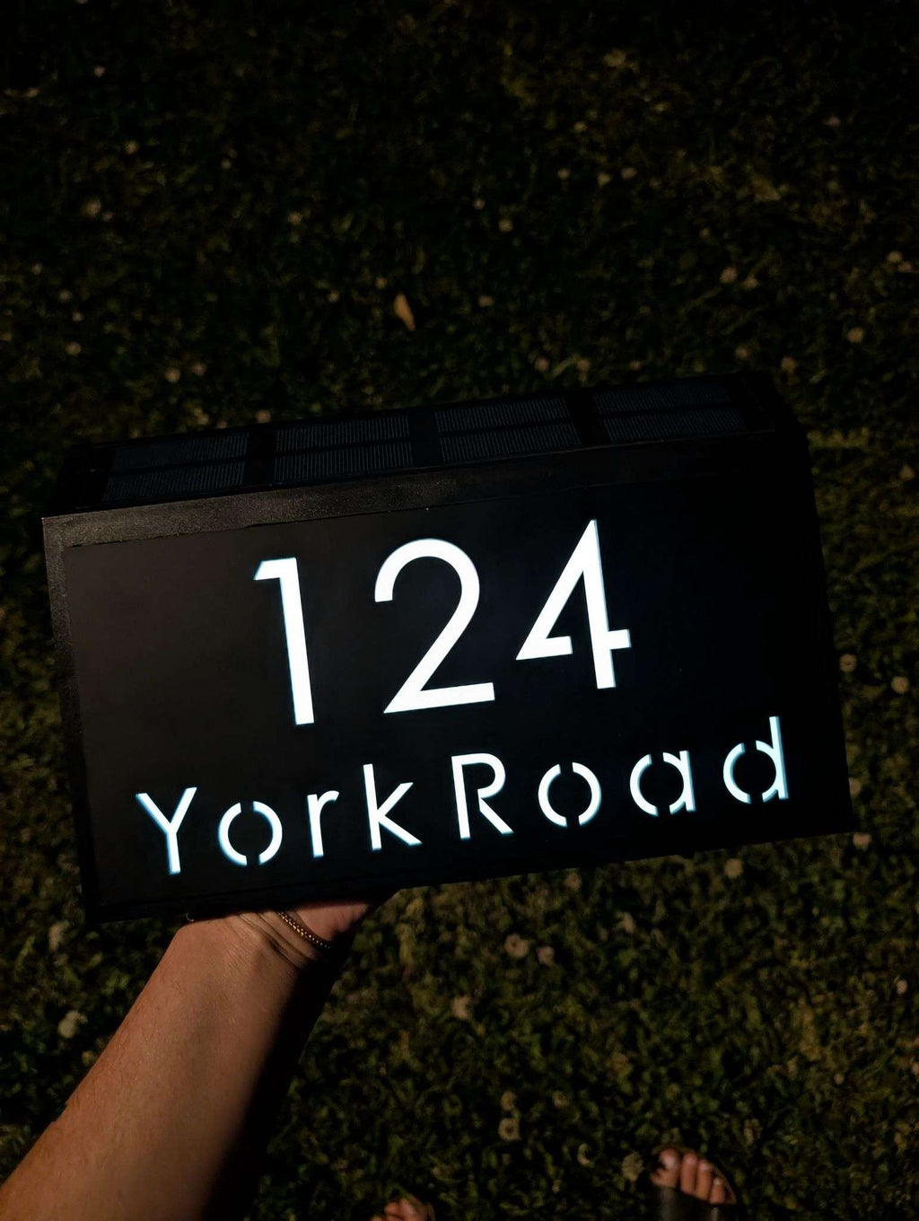 Custom Address Sign Solar LED Light Modern Residential Address Sign 3D ...